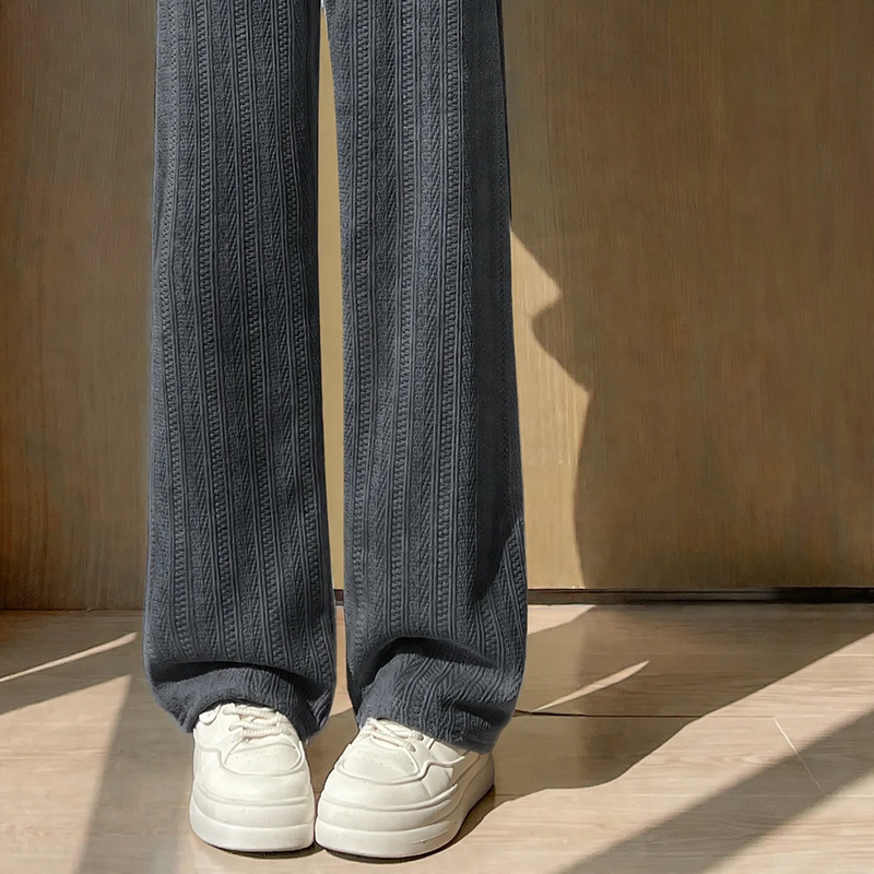 Gefütterte Chenille-Weithose für Damen, gerade geschnitten