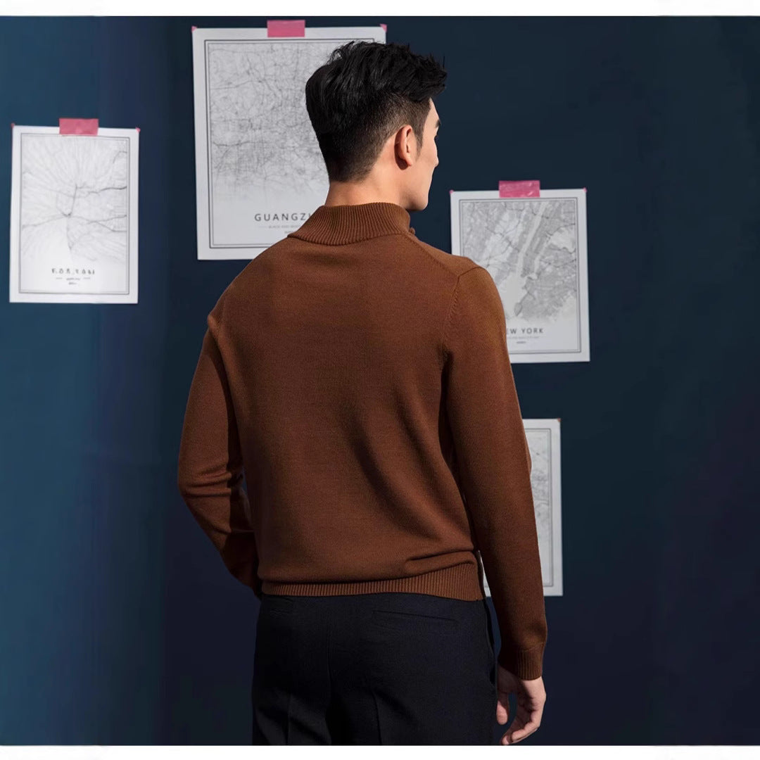 Herren-Strickpullover mit Stehkragen und Reißverschluss