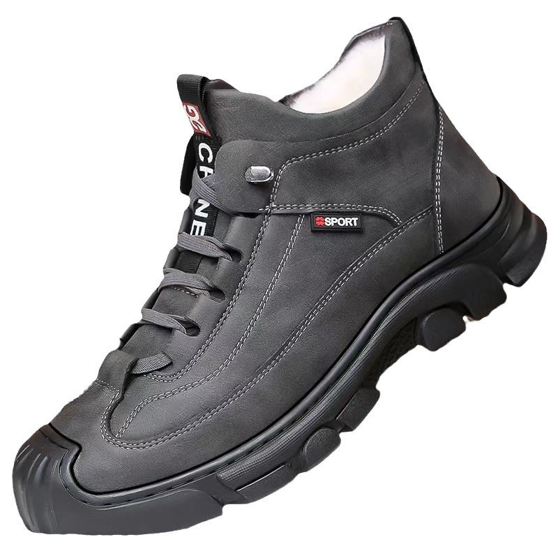 Gefütterte Herren-Stiefel, Kunstleder, rutschfest, Winter