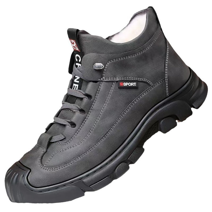 Gefütterte Herren-Stiefel, Kunstleder, rutschfest, Winter