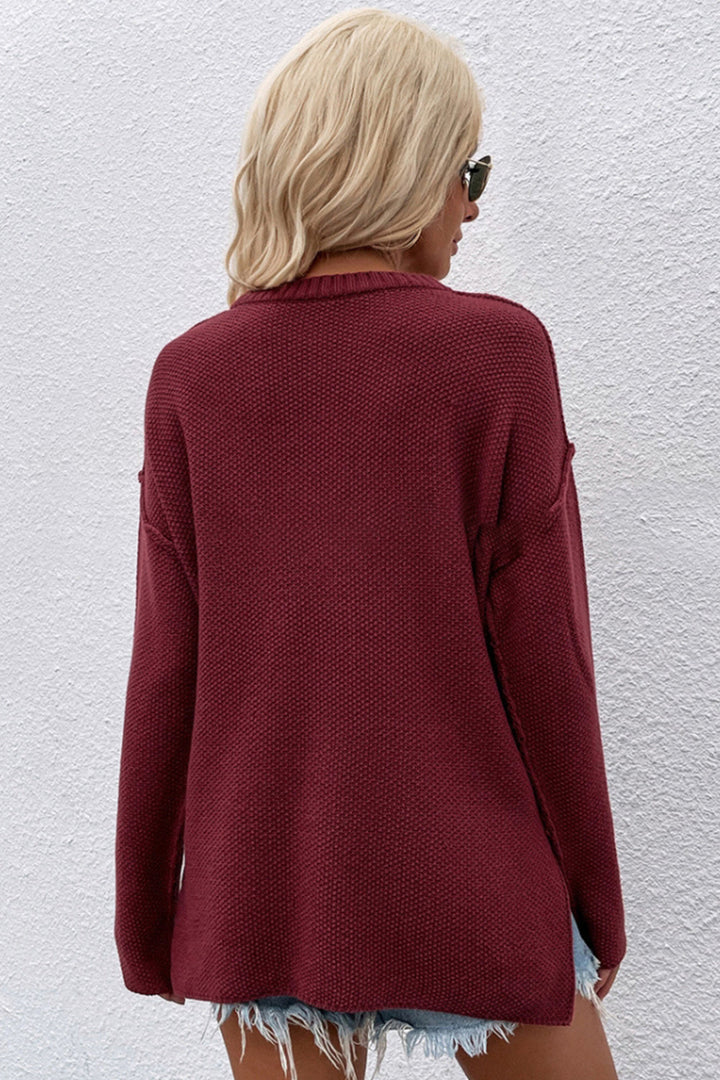 Drune Solid Color Übergrößen V-Ausschnitt Pullover