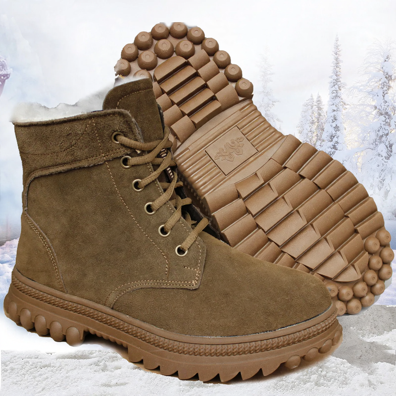 Herren-Winterstiefel, gefüttert, Lammfell, rutschfeste Sohle