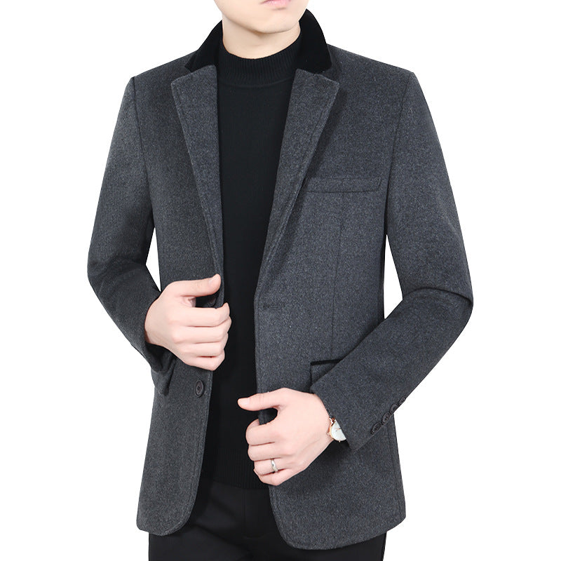 Herren Elegantes Wollmix-Sakko mit Samtkragen und taillierter Passform Drune