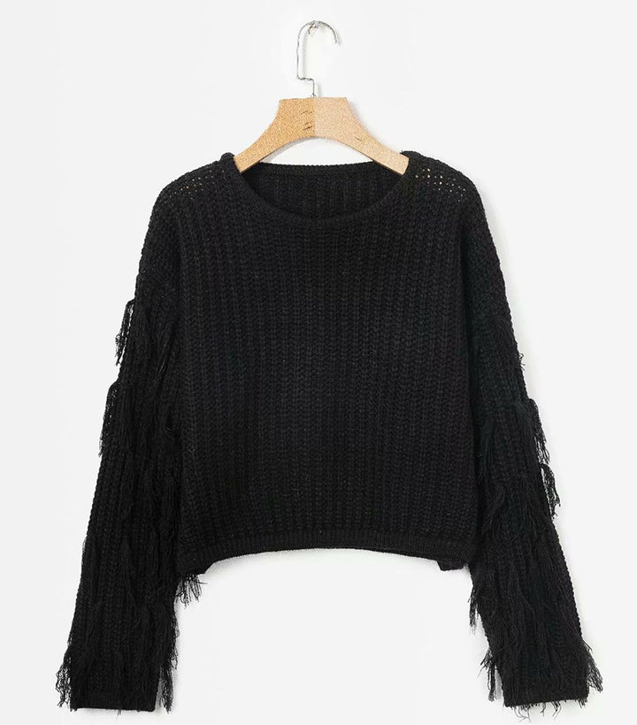 Damen Strickpullover mit Fransendesign und lässigem Schnitt Drune