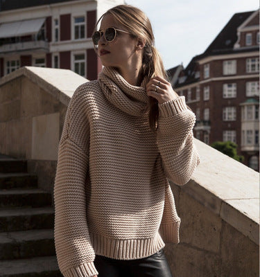 Damen Grobstrickpullover mit hohem Kragen und lässiger Oversized-Passform Drune