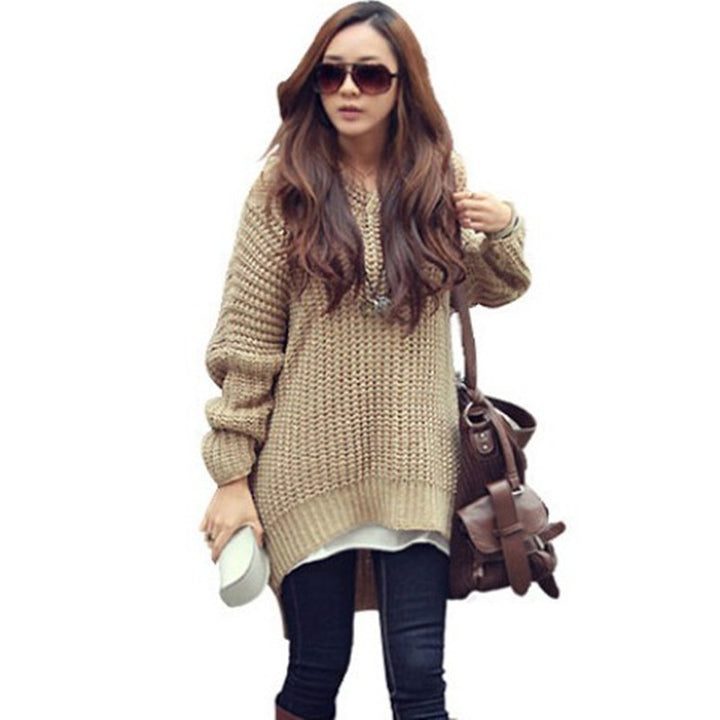 Damen Grobstrick Poncho mit Kapuze und seitlichen Fransen Drune