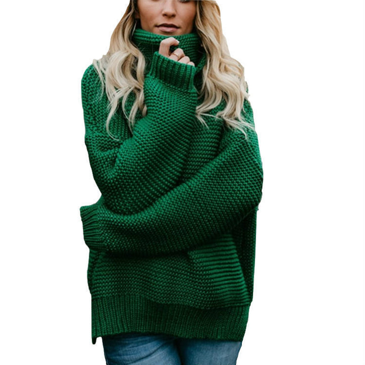 Damen GrobstrickPullover mit hohem Kragen und lässiger Silhouette Drune
