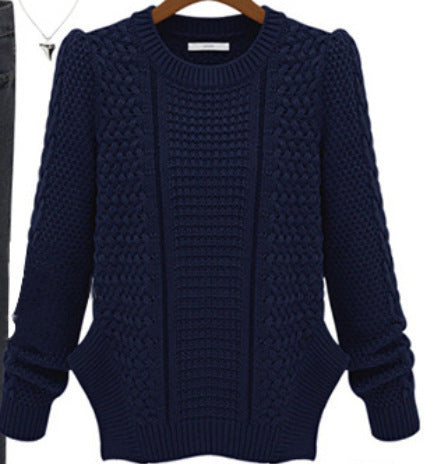 Damen Grobstrickpullover mit strukturiertem Design und seitlichen Taschen Drune