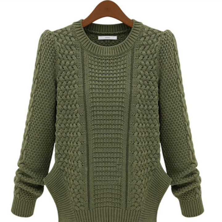 Damen Grobstrickpullover mit strukturiertem Design und seitlichen Taschen Drune