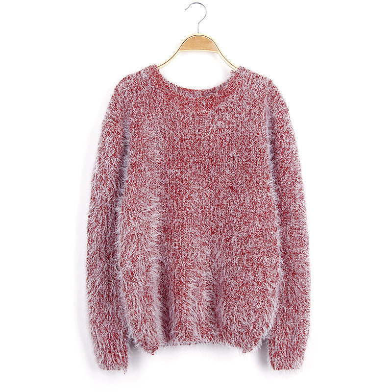 Damen Flauschiger Pullover mit strukturiertem Design und Rundhalsausschnitt Drune