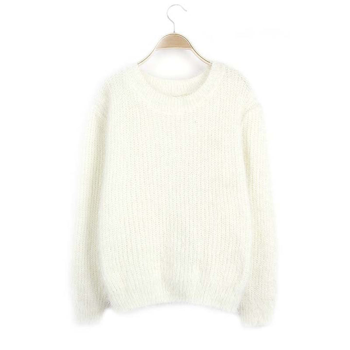 Damen Flauschiger Pullover mit strukturiertem Design und Rundhalsausschnitt Drune