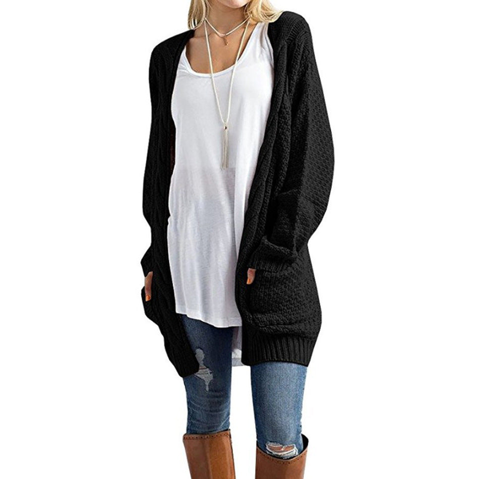 Damen Grobstrick Cardigan mit lässigem Schnitt und großen Taschen Drune