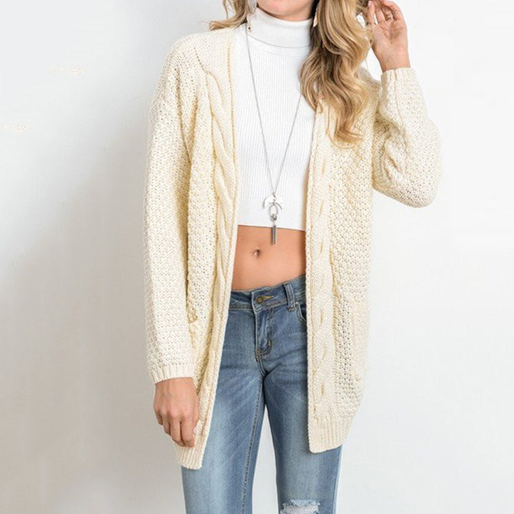 Damen Grobstrick Cardigan mit lässigem Schnitt und großen Taschen Drune