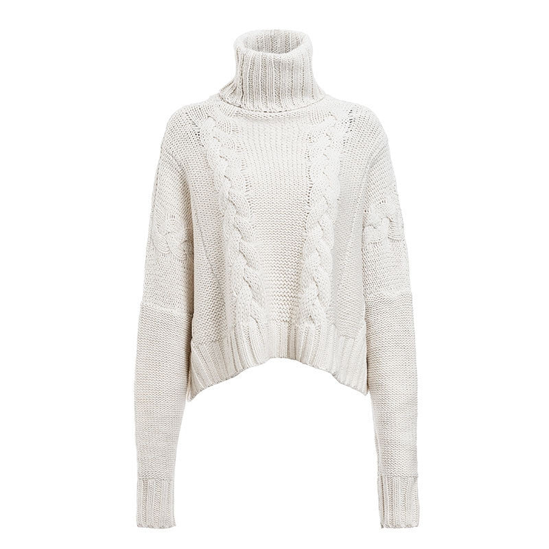 Damen Grobstrickpullover mit hochabschließendem Rollkragen und lässigem Schnitt Drune