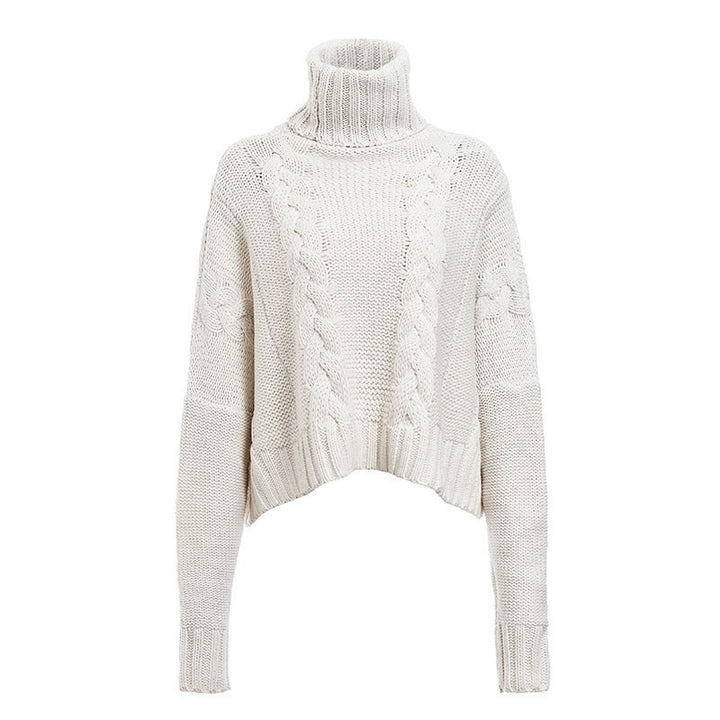 Damen Grobstrickpullover mit hochabschließendem Rollkragen und lässigem Schnitt Drune