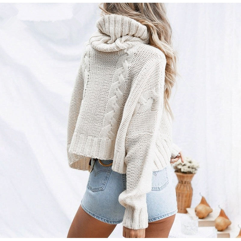 Damen Grobstrickpullover mit hochabschließendem Rollkragen und lässigem Schnitt Drune