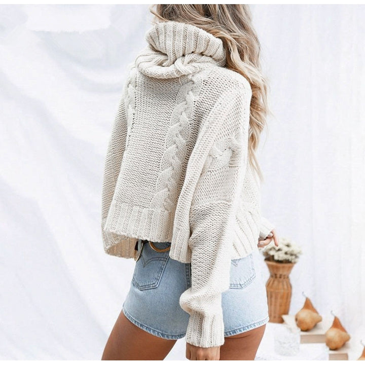 Damen Grobstrickpullover mit hochabschließendem Rollkragen und lässigem Schnitt Drune