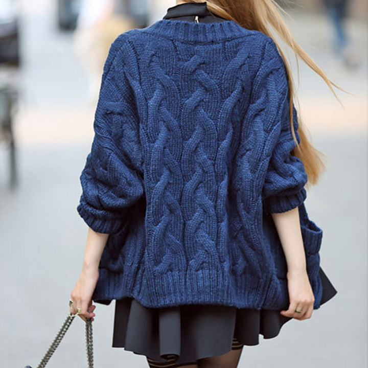 Damen Grobstrick Cardigan mit klassischem Zopfmuster und praktischen Taschen Drune