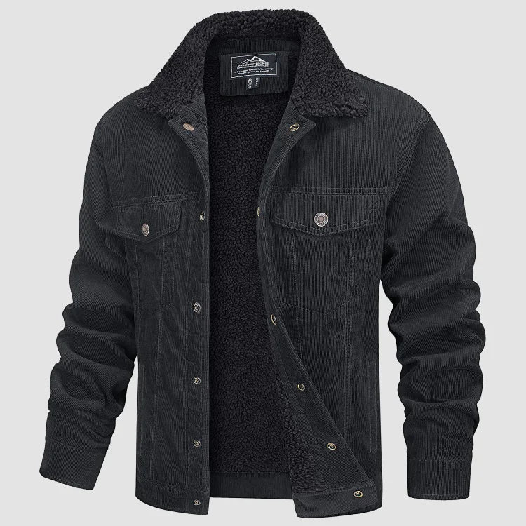 Drune | Elegante und bequeme Herrenjacke aus samtartigem Cord mit Sherpa-Futter