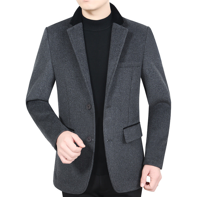 Herren Elegantes Wollmix-Sakko mit Samtkragen und taillierter Passform Drune
