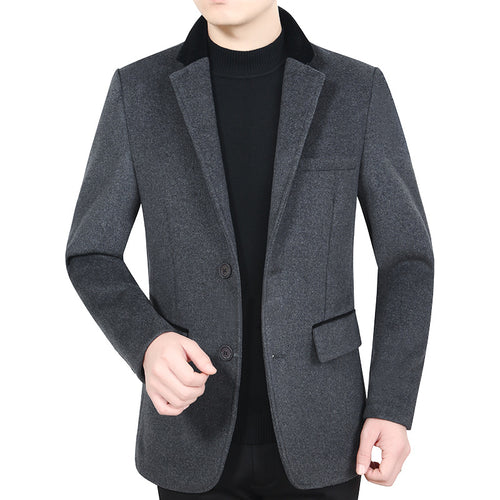 Herren Elegantes Wollmix-Sakko mit Samtkragen und taillierter Passform Drune