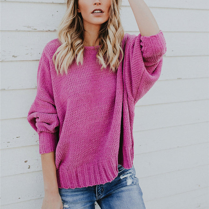 Damen Oversized Strickpullover mit lässigem Schnitt und Rippstruktur Drune