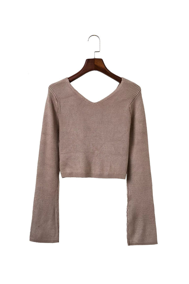 Damen Lässiges Cropped Strickoberteil mit asymmetrischem Schnitt und tailliertem Rock Drune