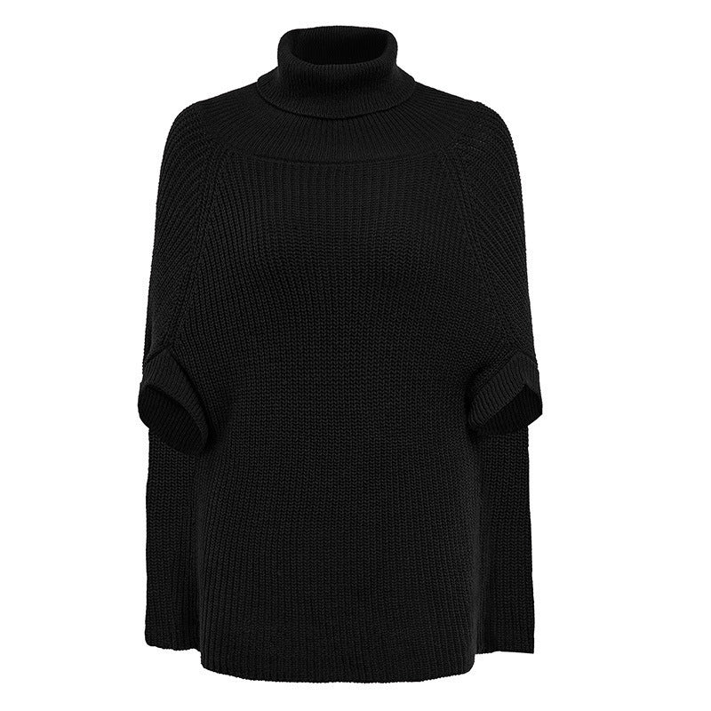 Damen Oversized Strickponcho mit hochabschließendem Kragen und lässigem Schnitt Drune