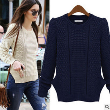 Damen Grobstrickpullover mit strukturiertem Design und seitlichen Taschen Drune