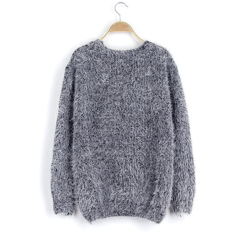 Damen Flauschiger Pullover mit strukturiertem Design und Rundhalsausschnitt Drune