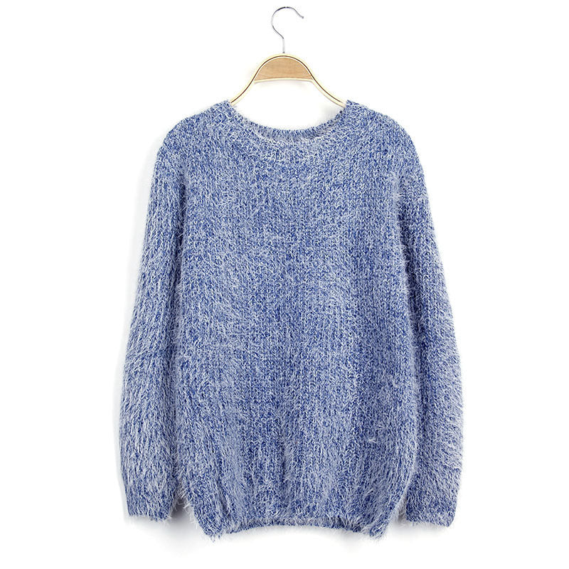Damen Flauschiger Pullover mit strukturiertem Design und Rundhalsausschnitt Drune