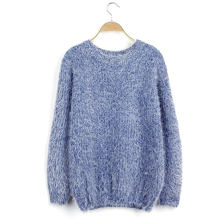 Damen Flauschiger Pullover mit strukturiertem Design und Rundhalsausschnitt Drune