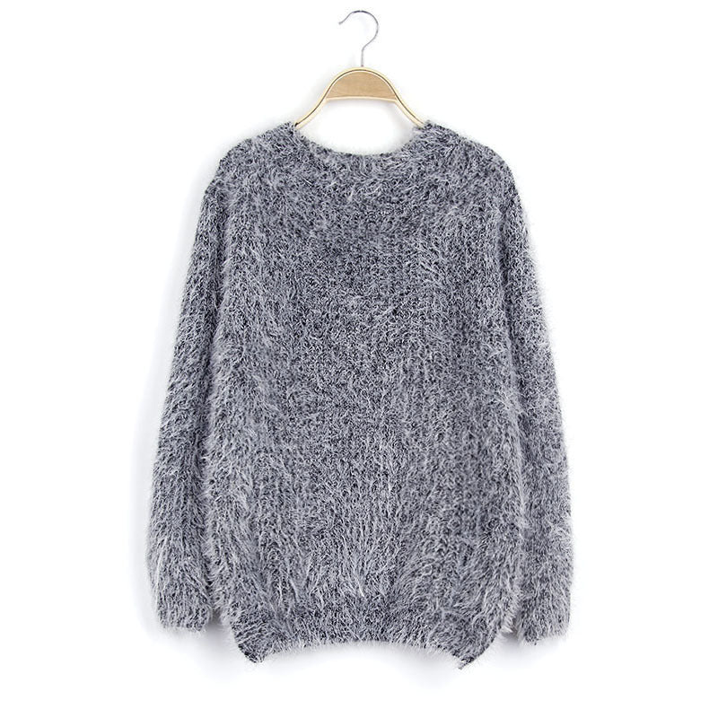 Damen Flauschiger Pullover mit strukturiertem Design und Rundhalsausschnitt Drune