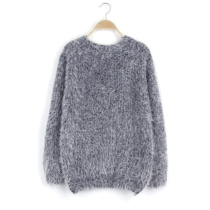 Damen Flauschiger Pullover mit strukturiertem Design und Rundhalsausschnitt Drune