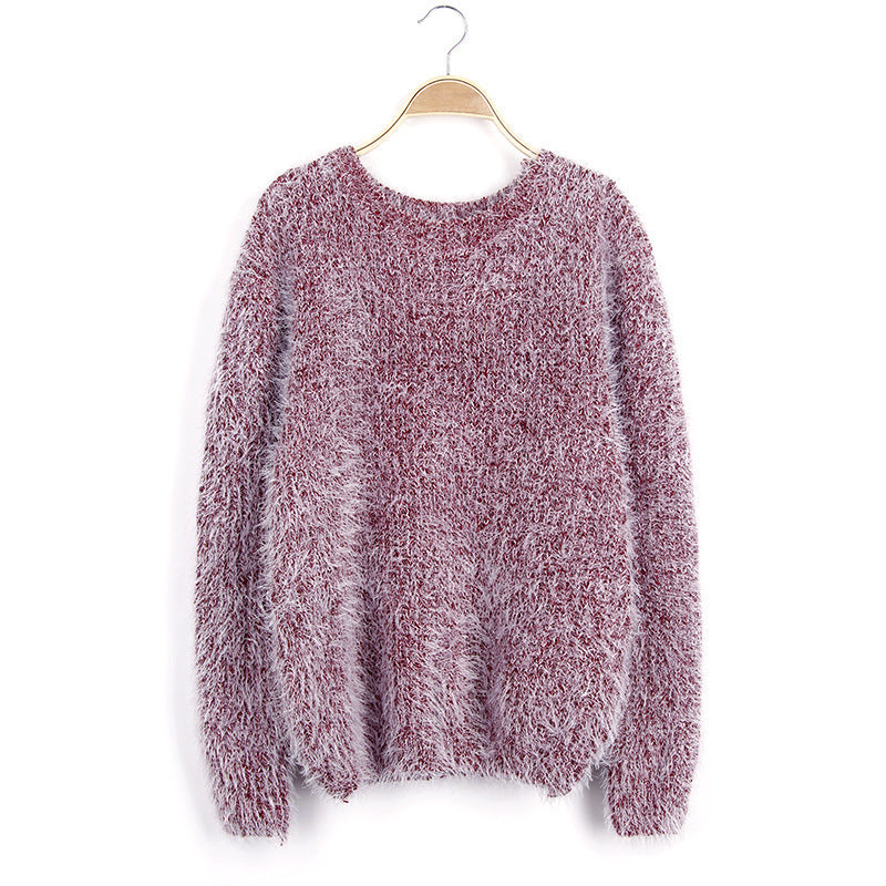 Damen Flauschiger Pullover mit strukturiertem Design und Rundhalsausschnitt Drune