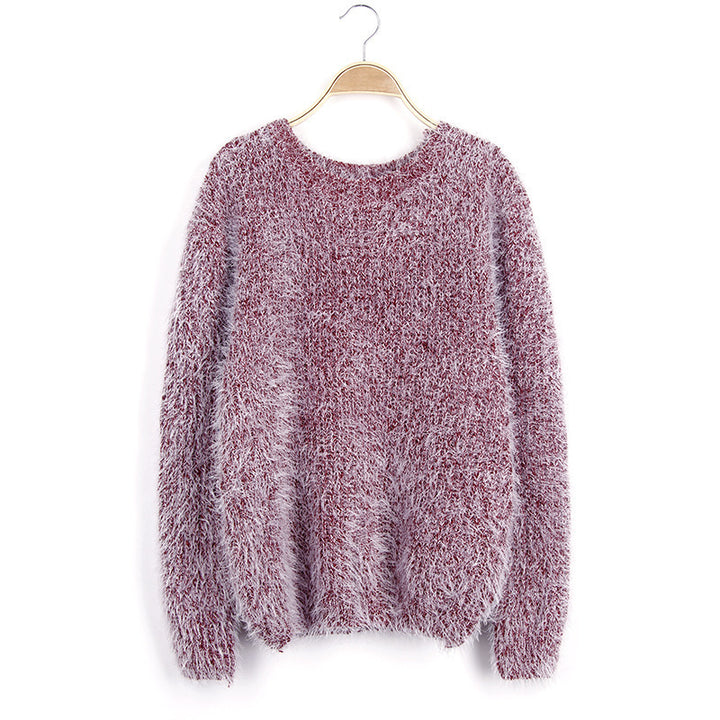 Damen Flauschiger Pullover mit strukturiertem Design und Rundhalsausschnitt Drune