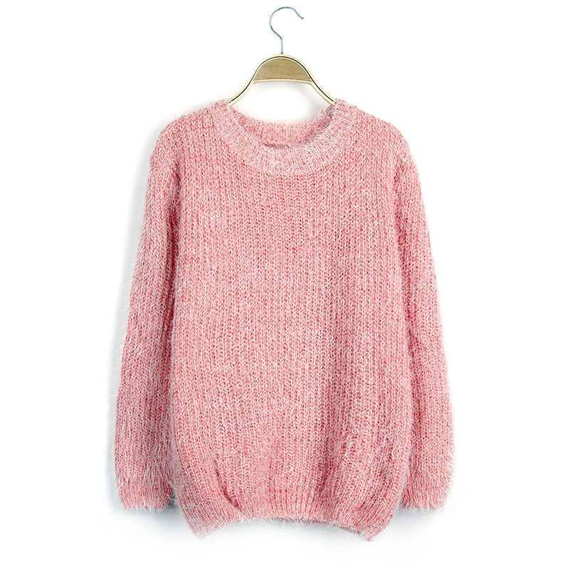 Damen Flauschiger Pullover mit strukturiertem Design und Rundhalsausschnitt Drune