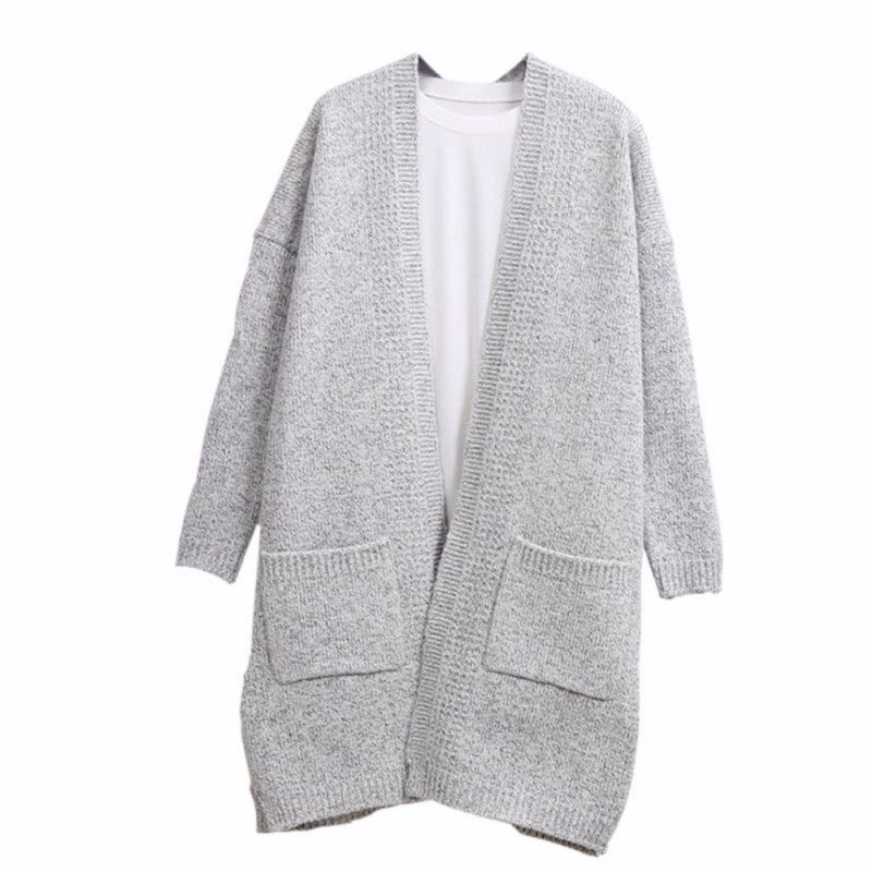 Damen lässiger Strickcardigan mit offenen Taschen und feiner Struktur Drune