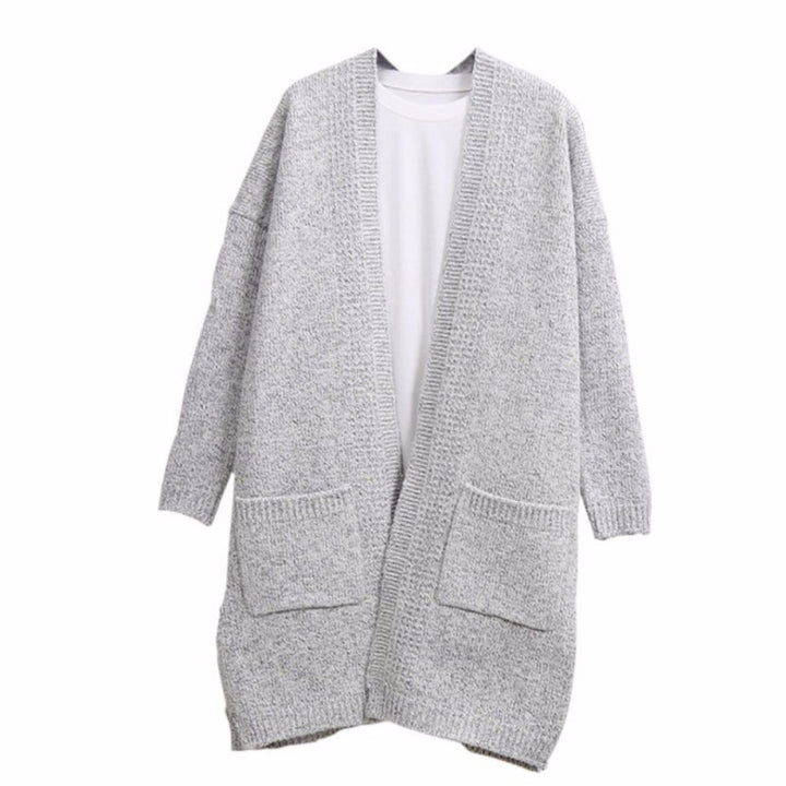 Damen lässiger Strickcardigan mit offenen Taschen und feiner Struktur Drune