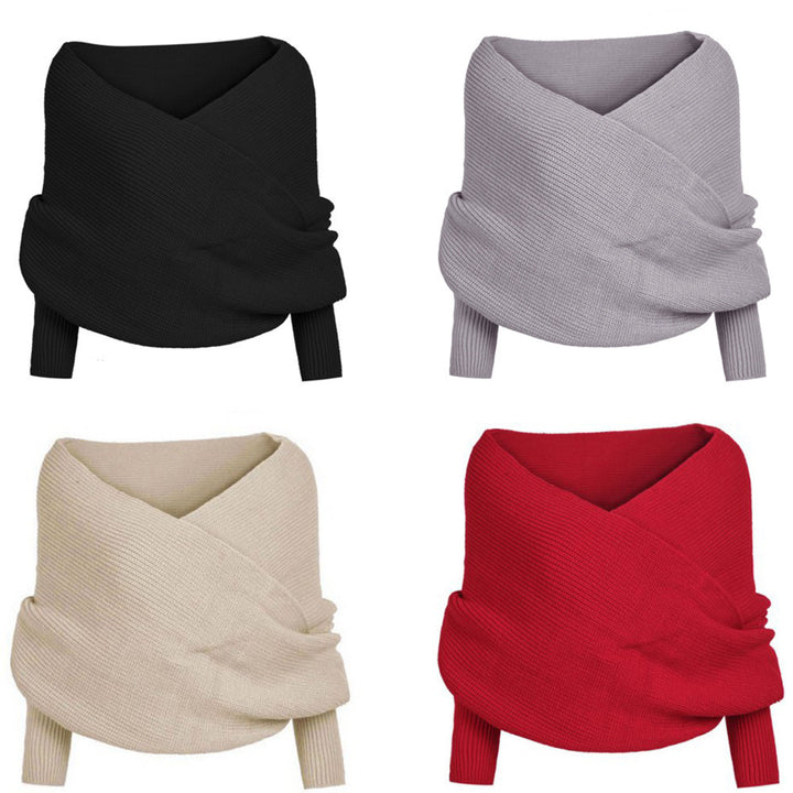 Damen Stricktragejacke mit Wickeldesign und langen Ärmeln Drune