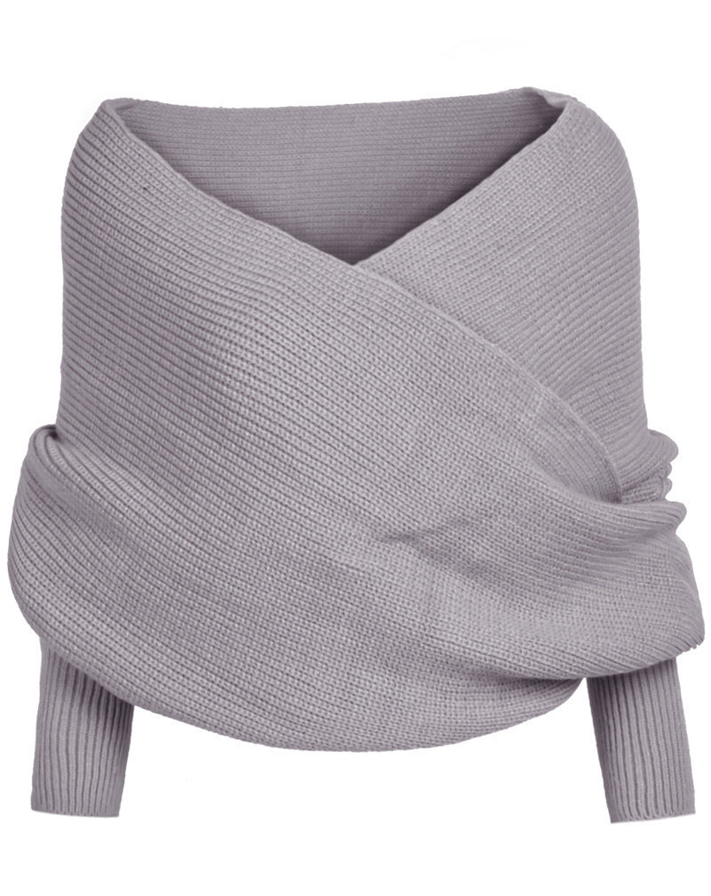Damen Stricktragejacke mit Wickeldesign und langen Ärmeln Drune