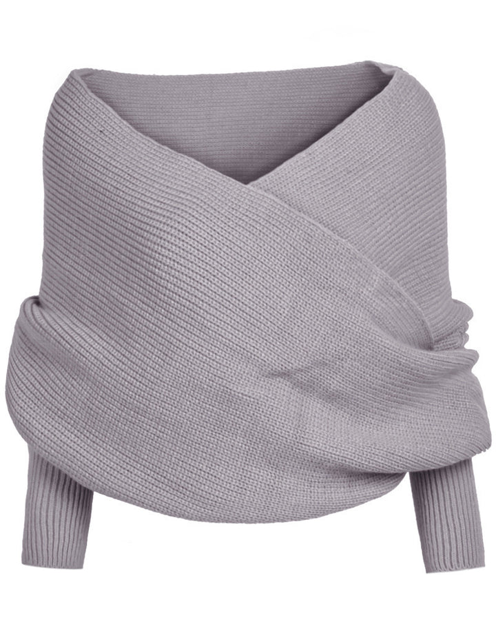 Damen Stricktragejacke mit Wickeldesign und langen Ärmeln Drune