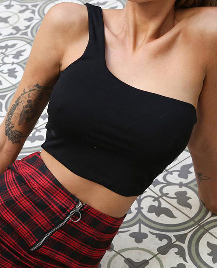 Damen Asymmetrisches Crop Top mit breitem Träger Drune