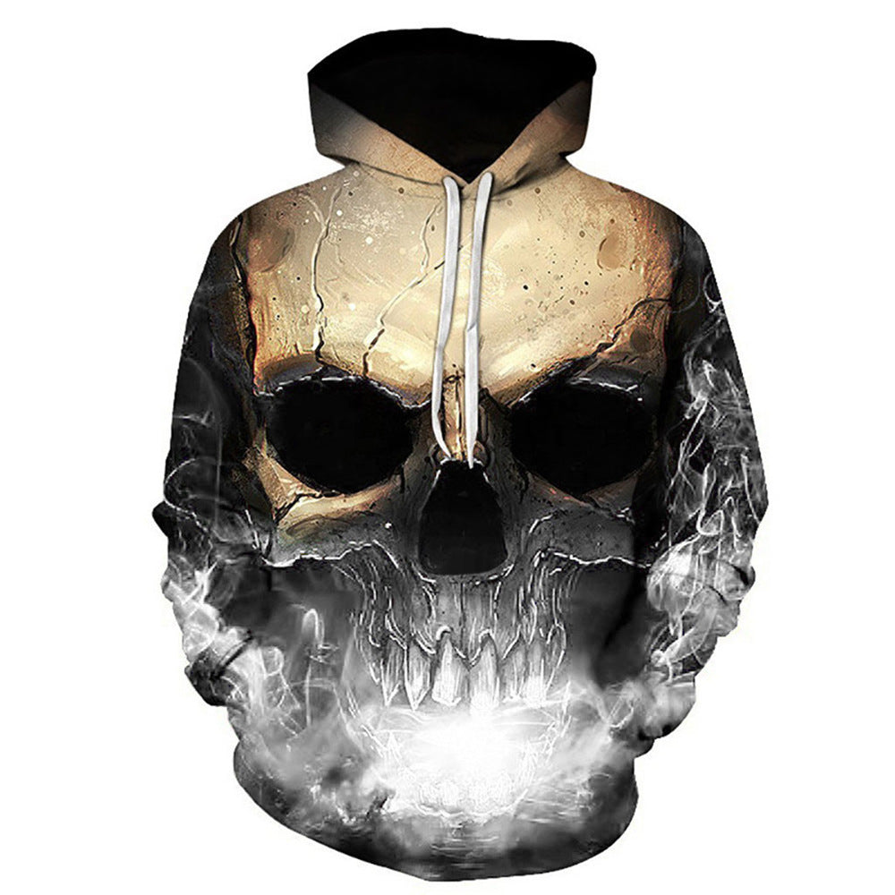 Unisex Kapuzenpullover mit 3D-Schädelprint und Rauch-Effekt Drune