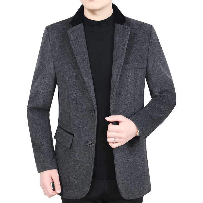 Herren Elegantes Wollmix-Sakko mit Samtkragen und taillierter Passform Drune