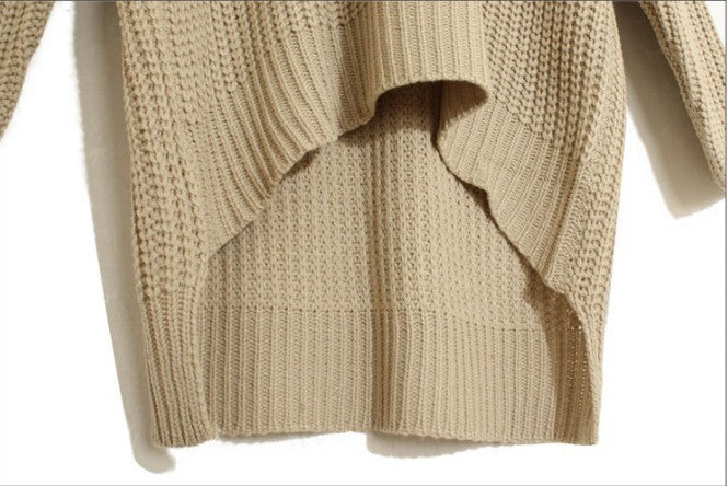 Damen Grobstrick Poncho mit Kapuze und seitlichen Fransen Drune