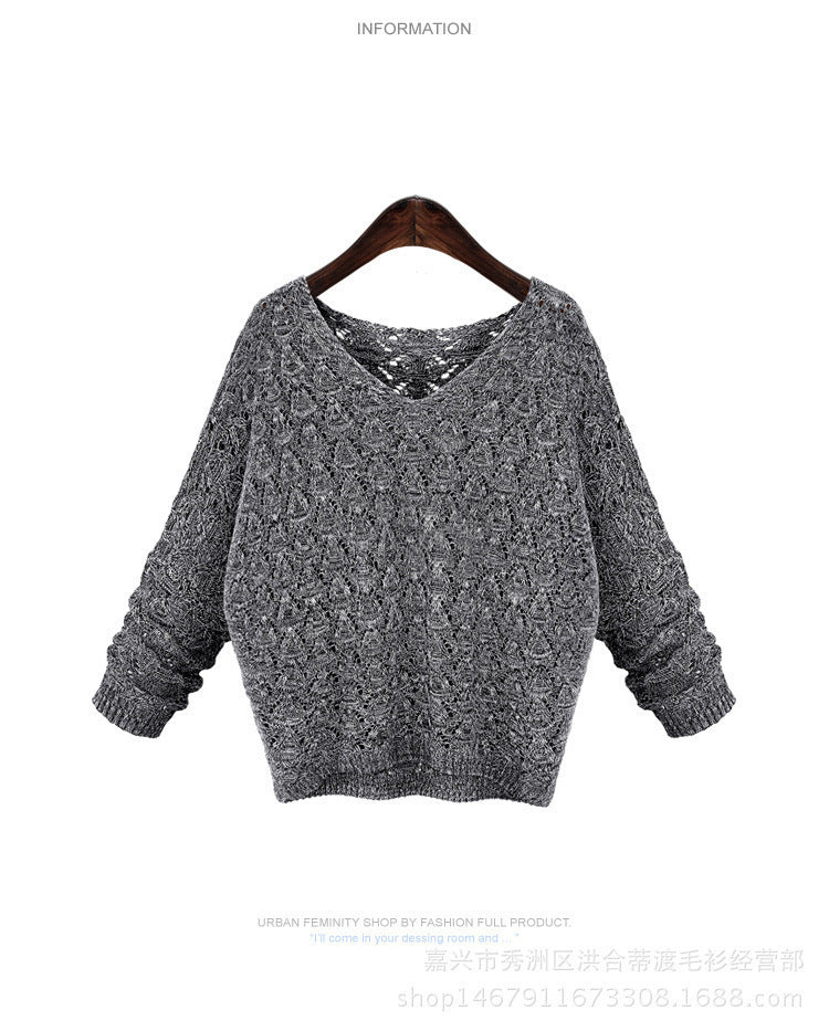 Damen luftiger Strickpullover mit filigranem Ajour-Muster Drune