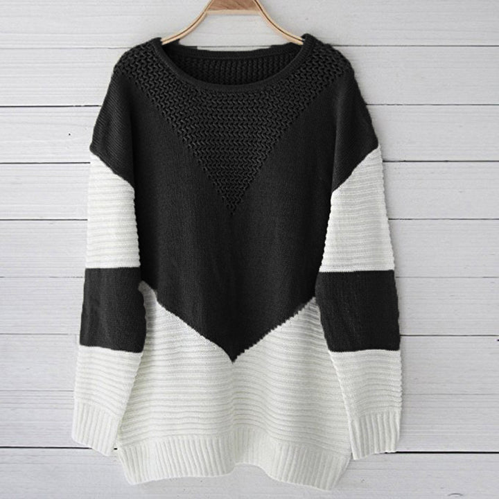 Damen Grobstrick Pullover mit modernem Chevron-Muster und weichfließender Silhouette Drune