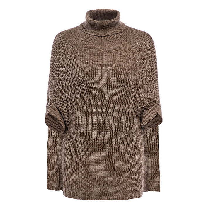Damen Oversized Strickponcho mit hochabschließendem Kragen und lässigem Schnitt Drune