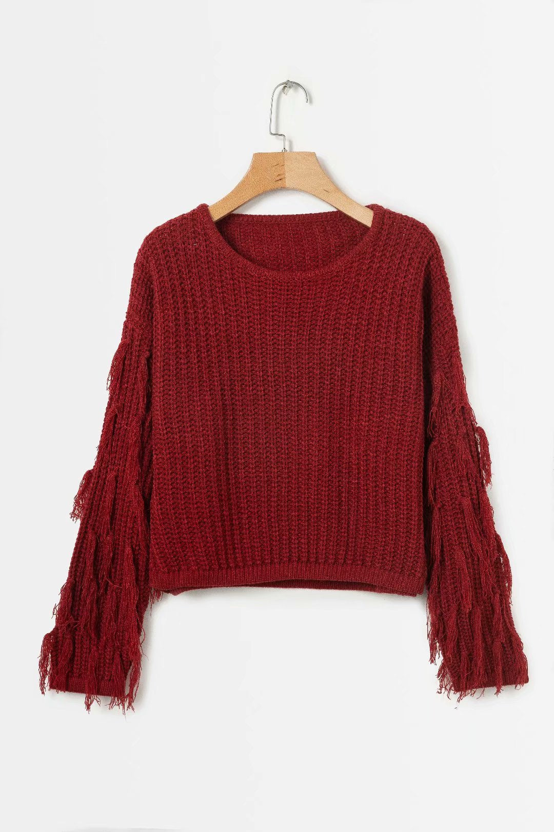 Damen Grobstrickpullover mit modischem Fransendesign und lässiger Passform Drune